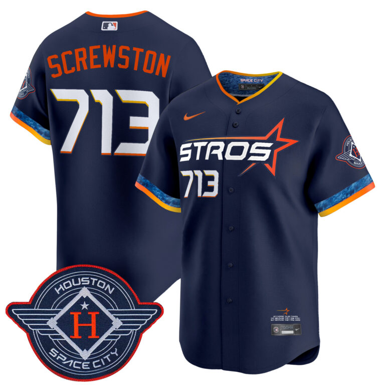 Men Houston Astros 713 Screwston blue 2025 City Connect Vapor Premier Limited Jersey->houston astros->MLB Jersey